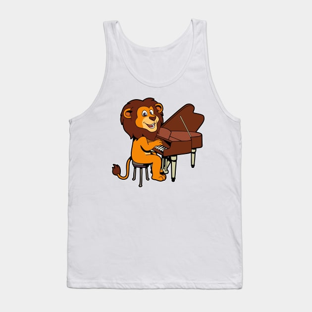 Cartoon lion playing the piano Tank Top by Modern Medieval Design